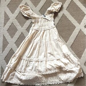 Sea New York Cream Eyelet Smocked Tiered Midi Dress NWT PF21-29121 Size M